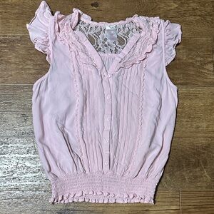 No Boundaries Light Pink Ruffle Blouse